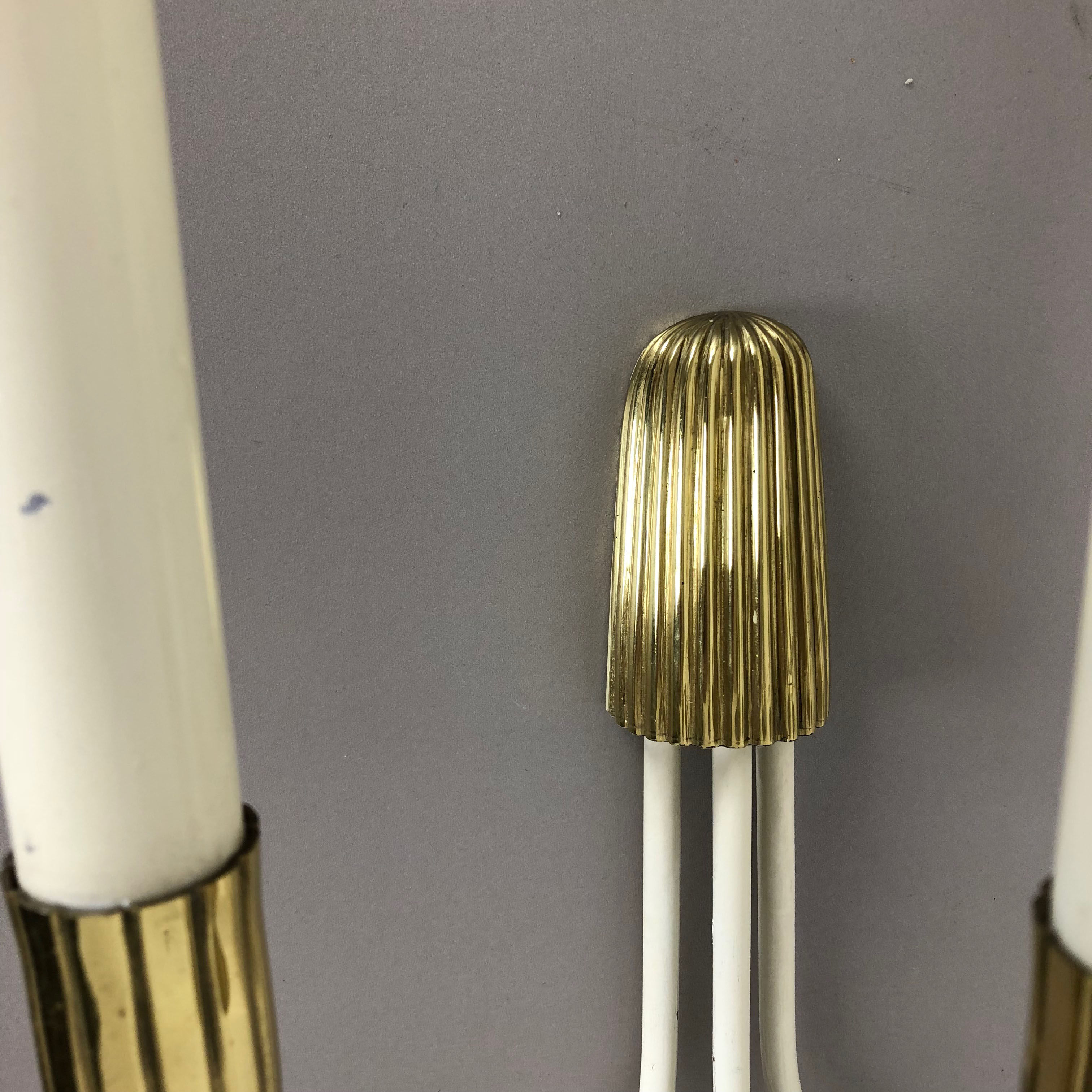 Set of 2 Original Brass Wall Lights Vereinigte Werkstätten München, Germany 1950