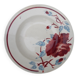Assiette creuse motif rose Luneville