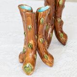 Pair of 19th century Art Nouveau tripod vases with slip branches