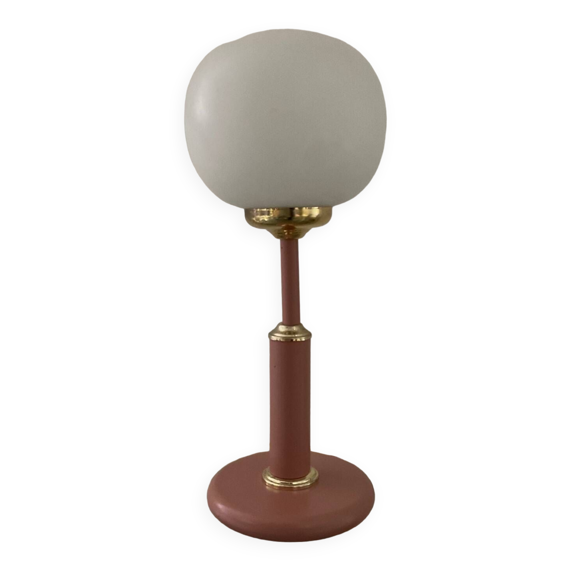 Lampe vintage en métal et opaline années 70