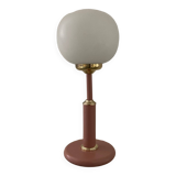 Lampe vintage en métal et opaline années 70