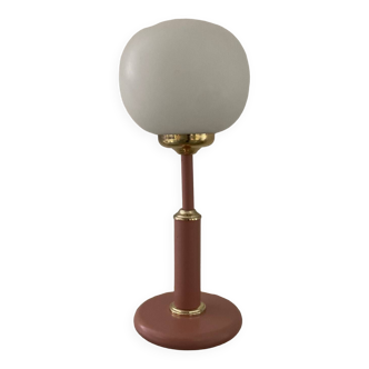 Vintage metal and opaline lamp from the 70s