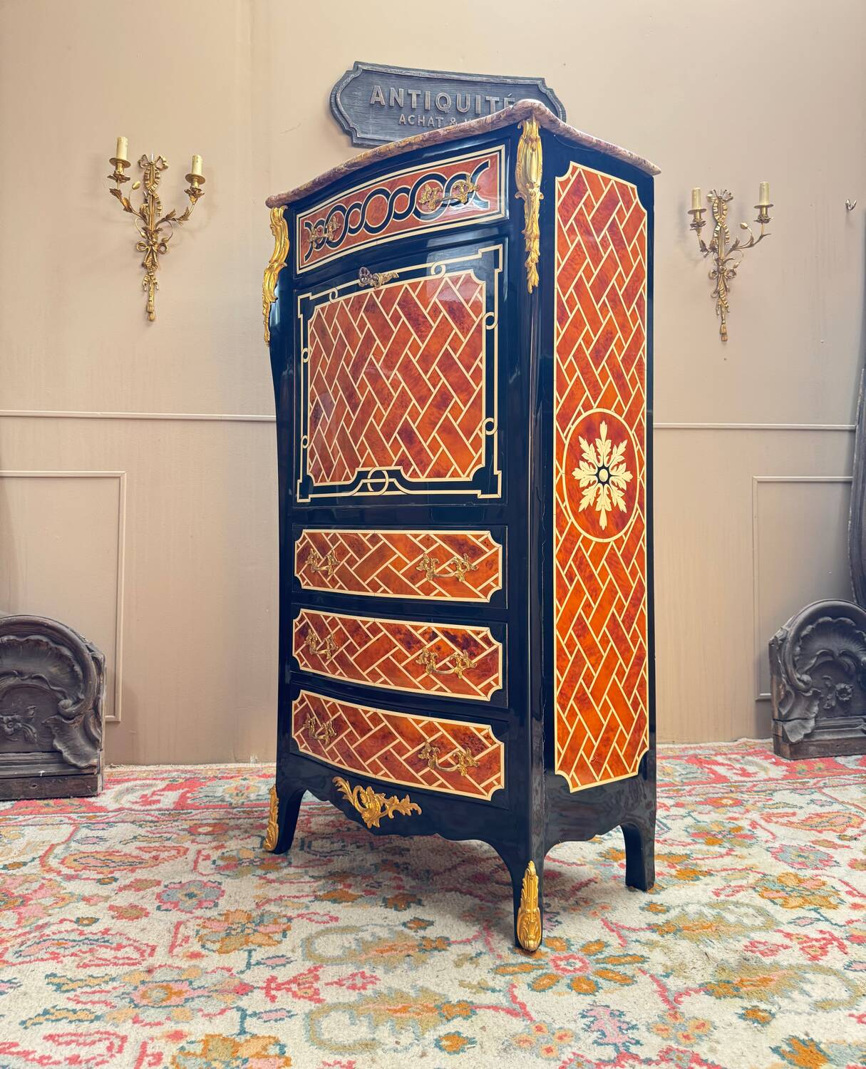 Maison Jansen Louis XV Style Veneer Secretary