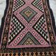 Colorful black margoum rug hand-woven in natural wool
