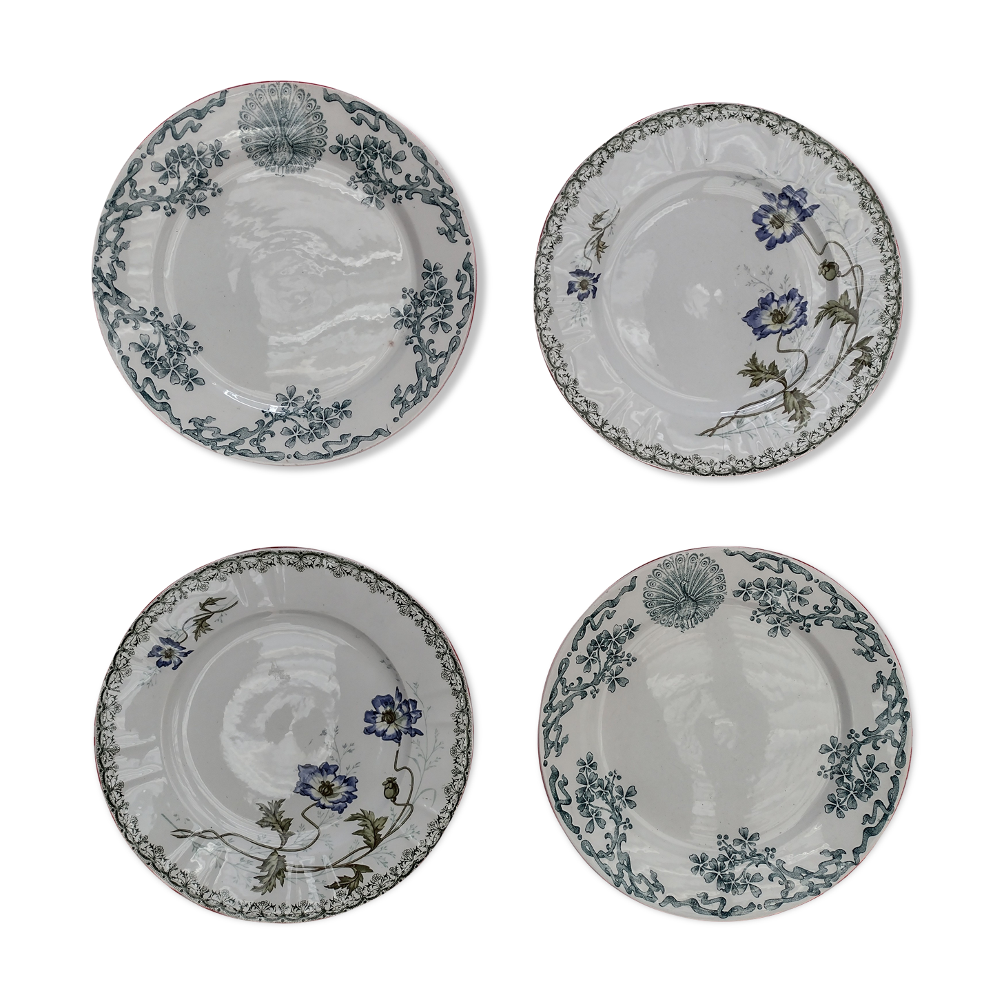 4 matching plates iron earth 1900