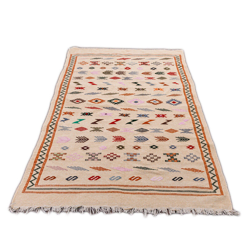 Bohemian beige Berber carpet 140x235 cm