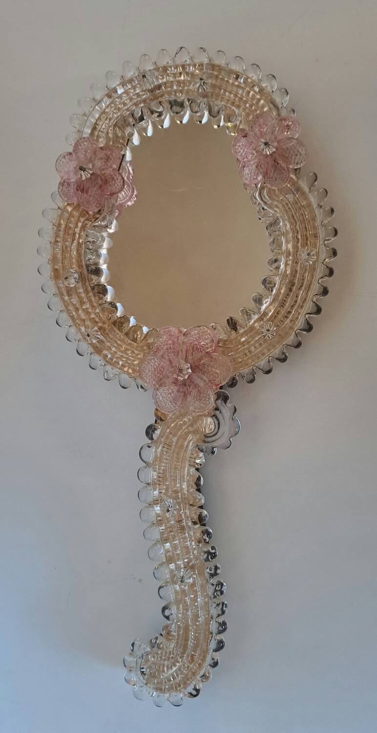 Venetian hand-held vanity mirror