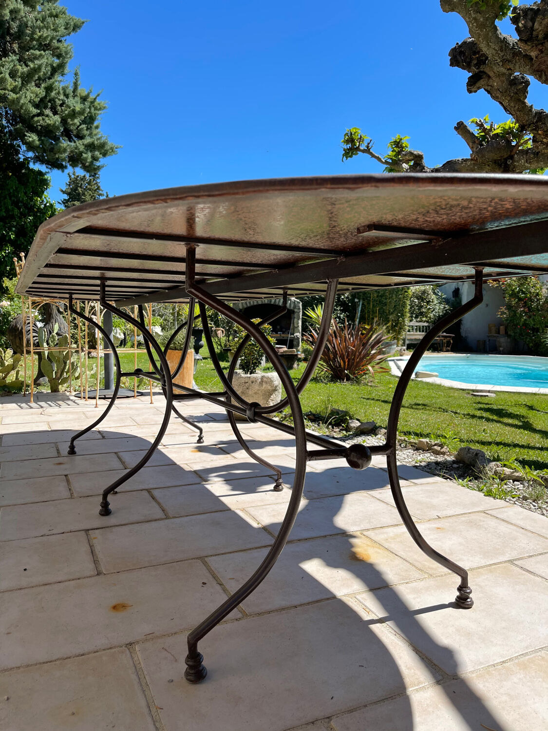 Handcrafted wrought iron garden table