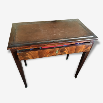 Modern contemporary table drawing table with a leather top