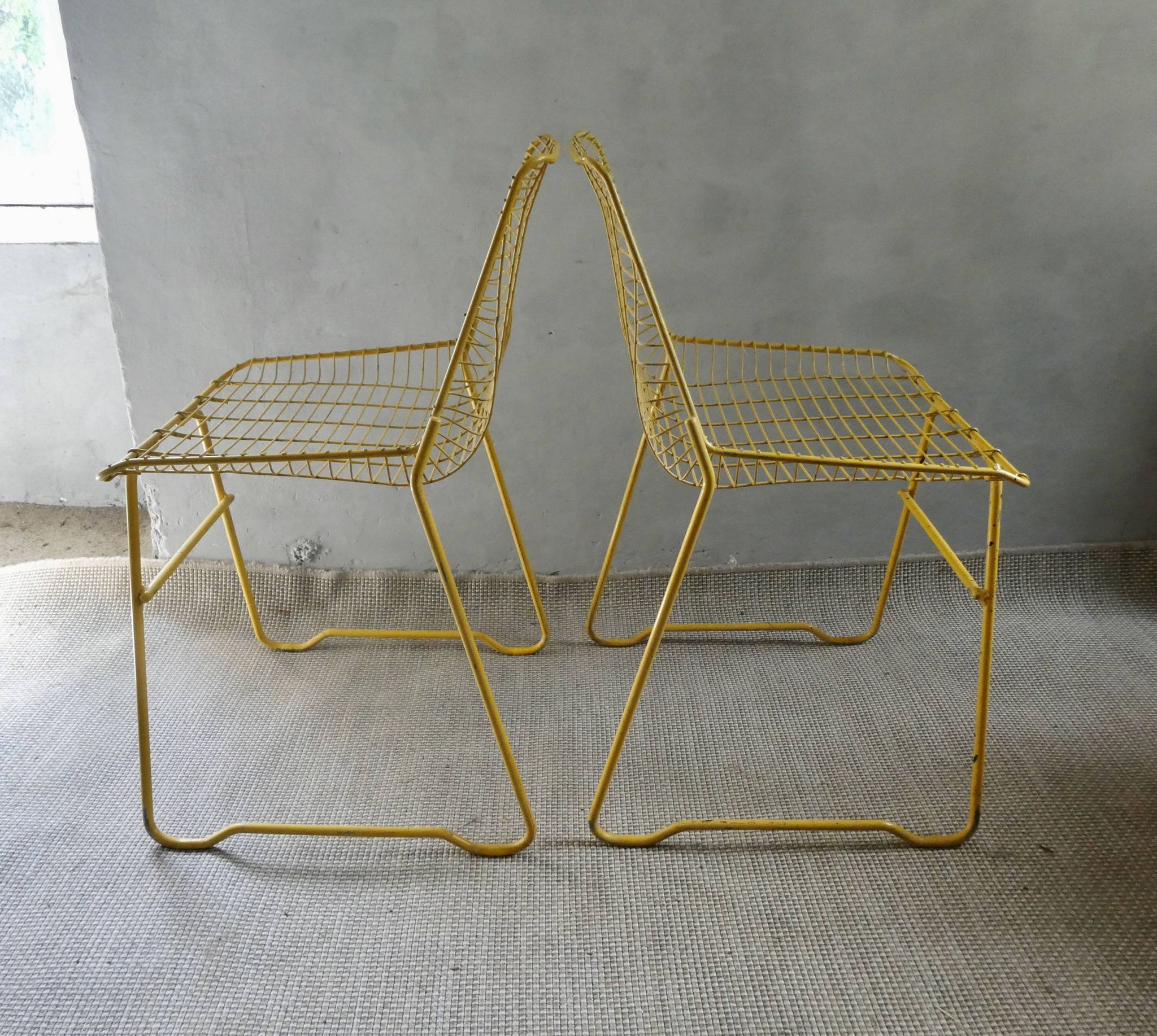 Pair of 1960s metal mesh chairs