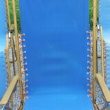 Set of 3 vintage lafuma sun loungers canvas and tubes + table