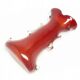 Shark fin vase, mid-century modern, red glass, Poland, 1970s