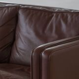 Stouby Møbelfabrik, two-seater sofa in mid-century style in brown leather, 1970s.