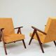 Pair de fauteuils vintage tissu orange l'année 1980