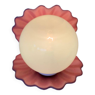 Lampe vintage coquille coquillage en céramique opaline 1970-80