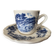 Cup and saucer earthenware Sarreguemines D.V. country décor and blue flowers