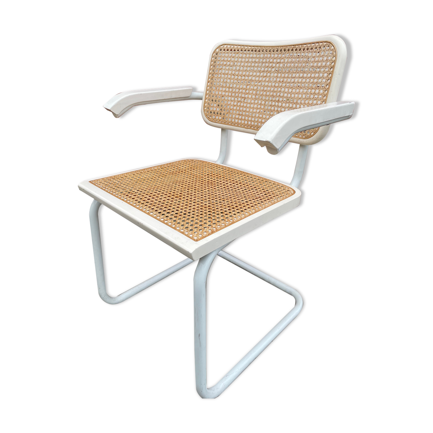 Cesca chair model with armrest in white