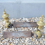 Old cast iron & brass chenets louis philippe style