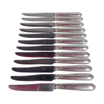 12 silver metal knives per ravinet denfert