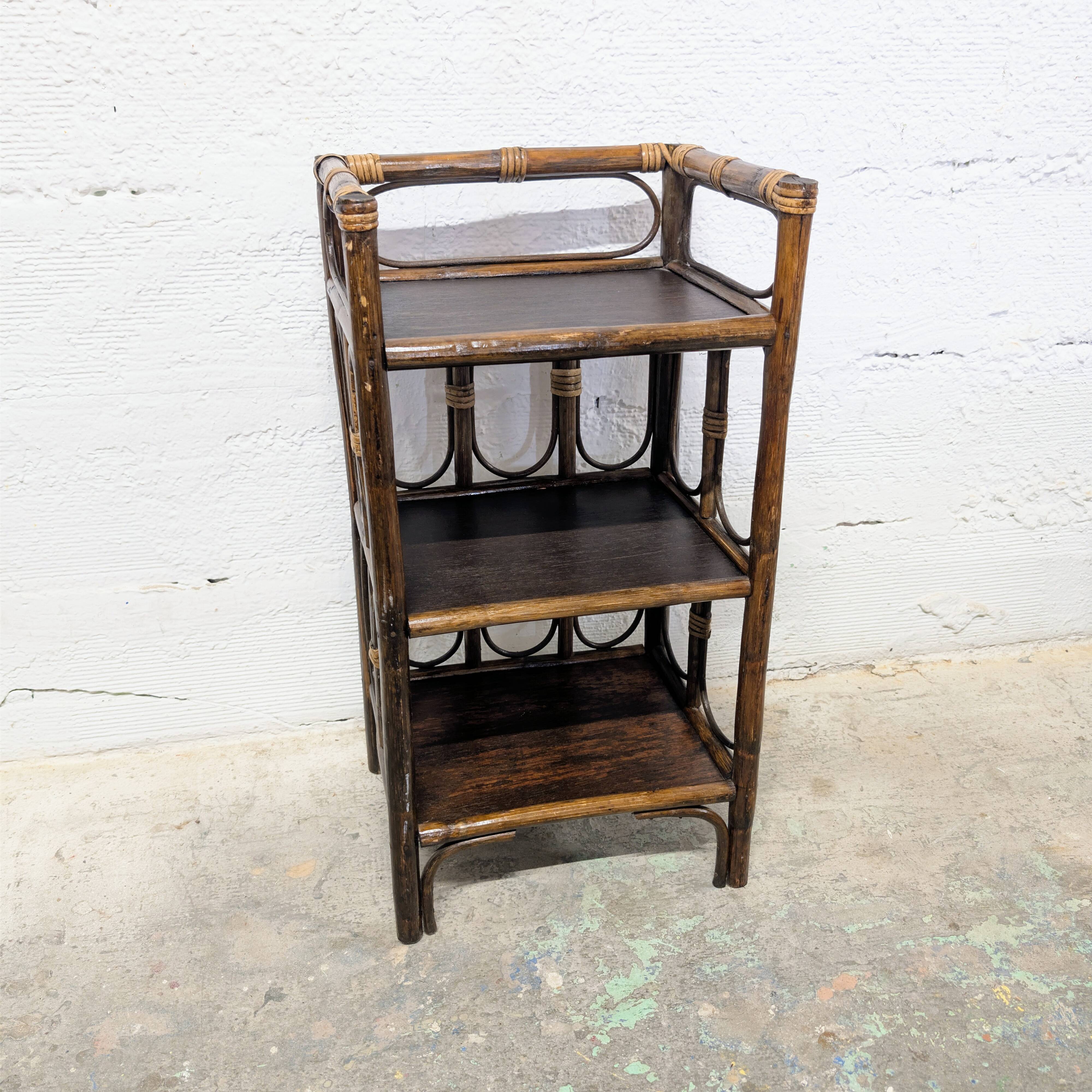 Small rattan and wood shelf