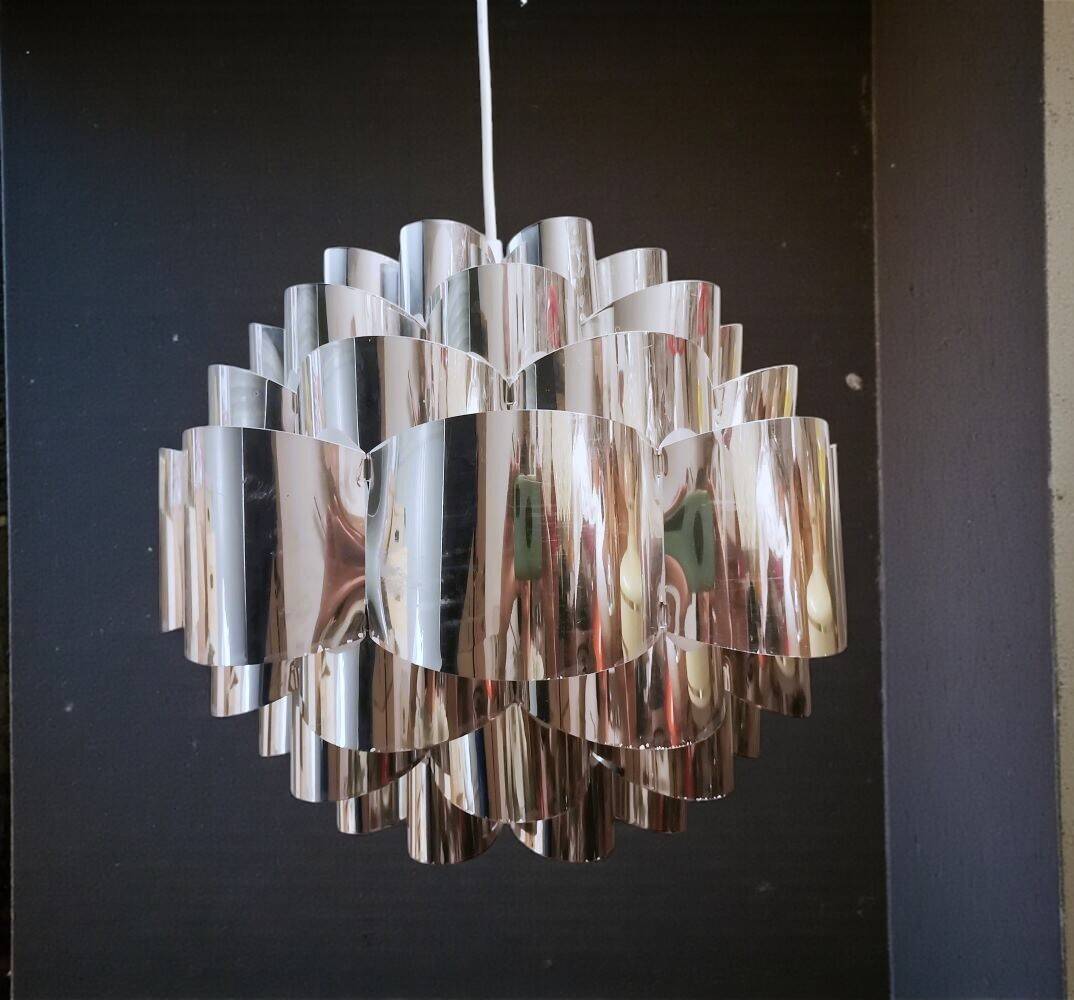 Mid Ventury Modern silver Danish hanging lamp