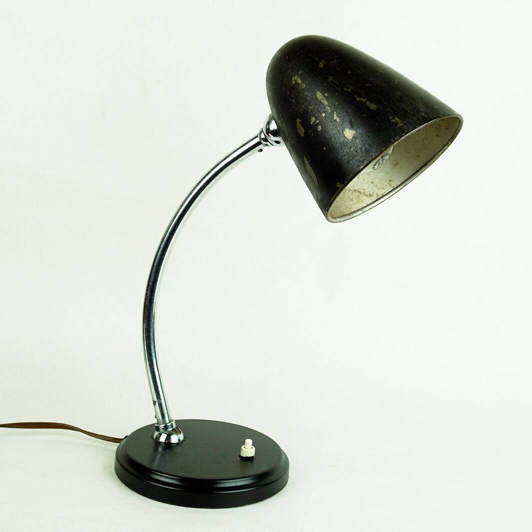 Black Table or Desk Lamp in Bauhaus or Industrial Style from the 1930s
