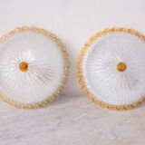 Set of 2 Italian Yellow Large Size Murano Glass Ceiling Fixture, Murano, 19