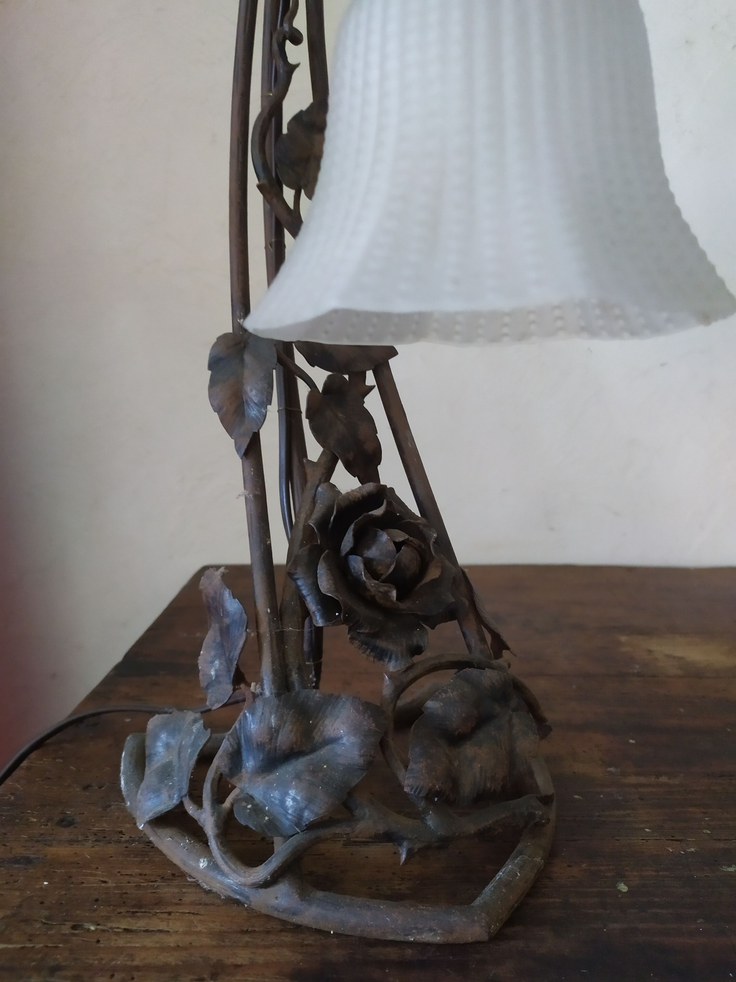 Art Nouveau wrought iron lamp