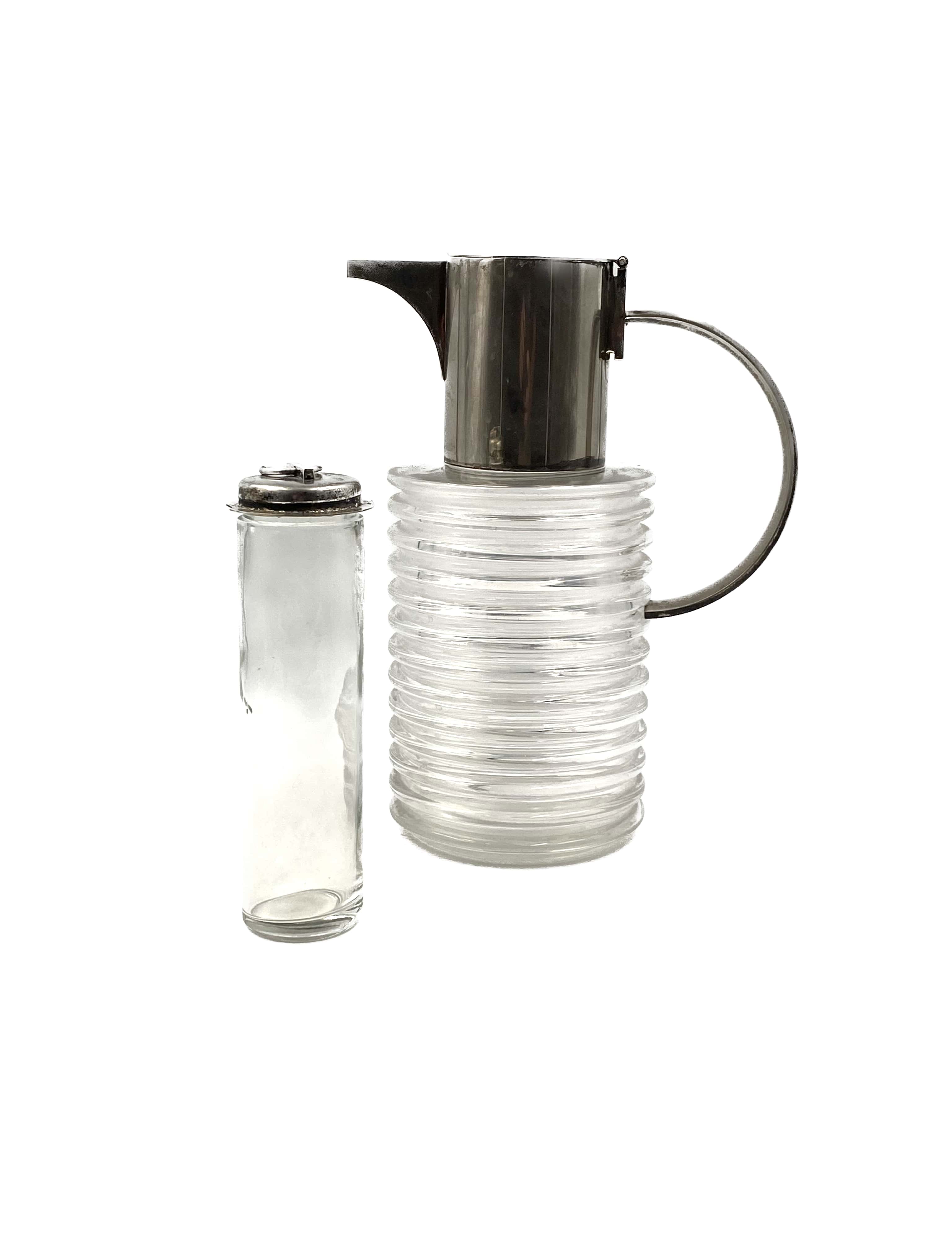 Sergio Asti silverplated and glass jug  Arnolfo di Cambio 1968