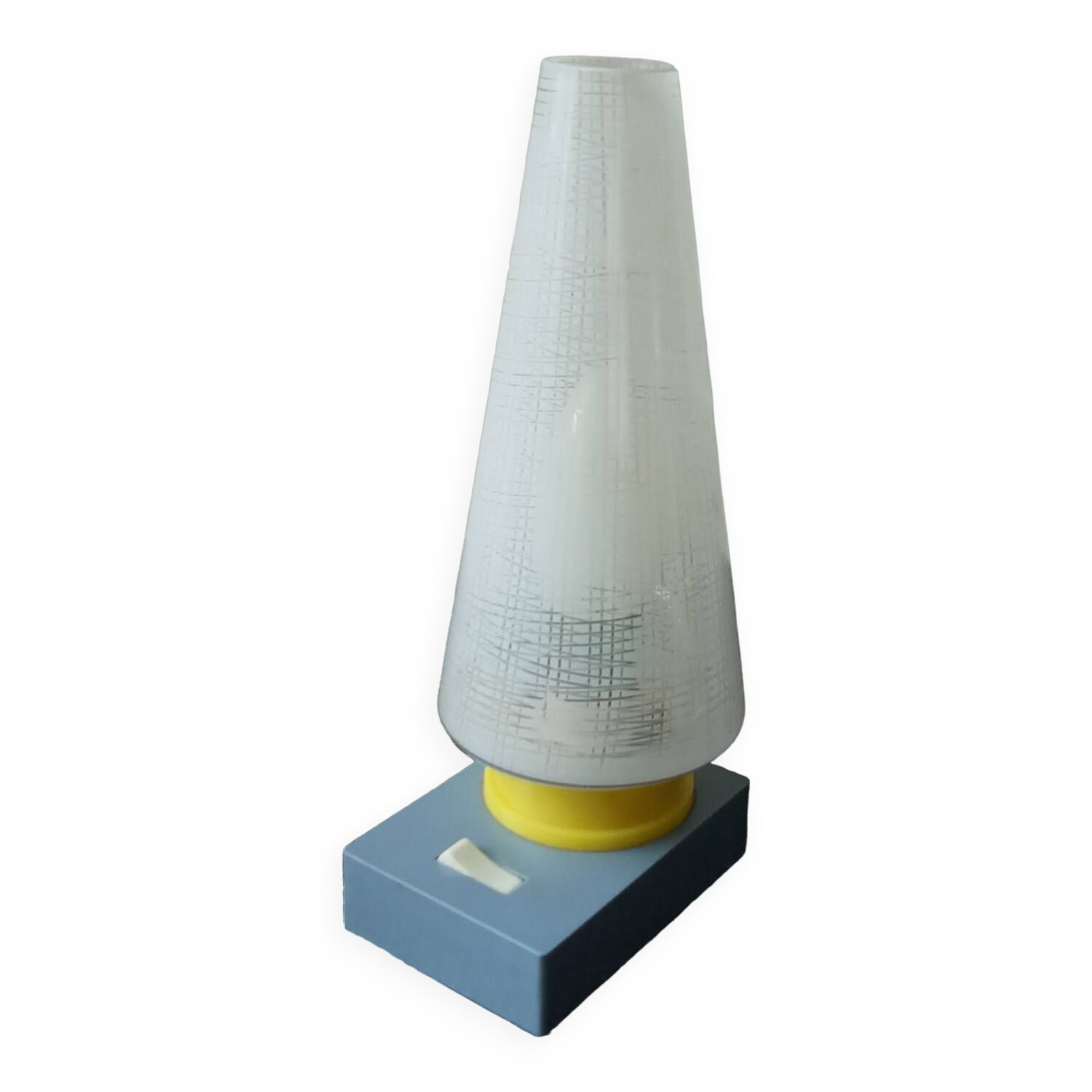 Plastic and glass bedside lamp from the 50s/60s