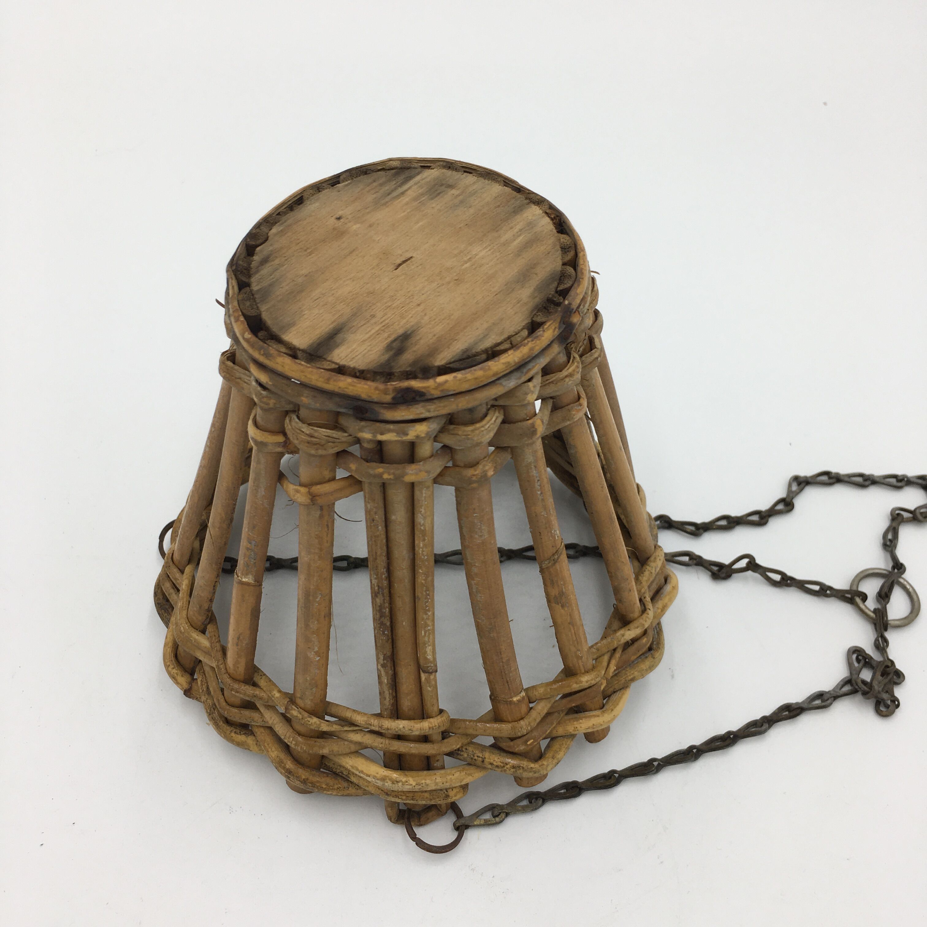 Suspended rattan basket duo