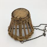 Suspended rattan basket duo
