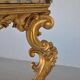 Console rocaille bois doré marbre romain XVIIème