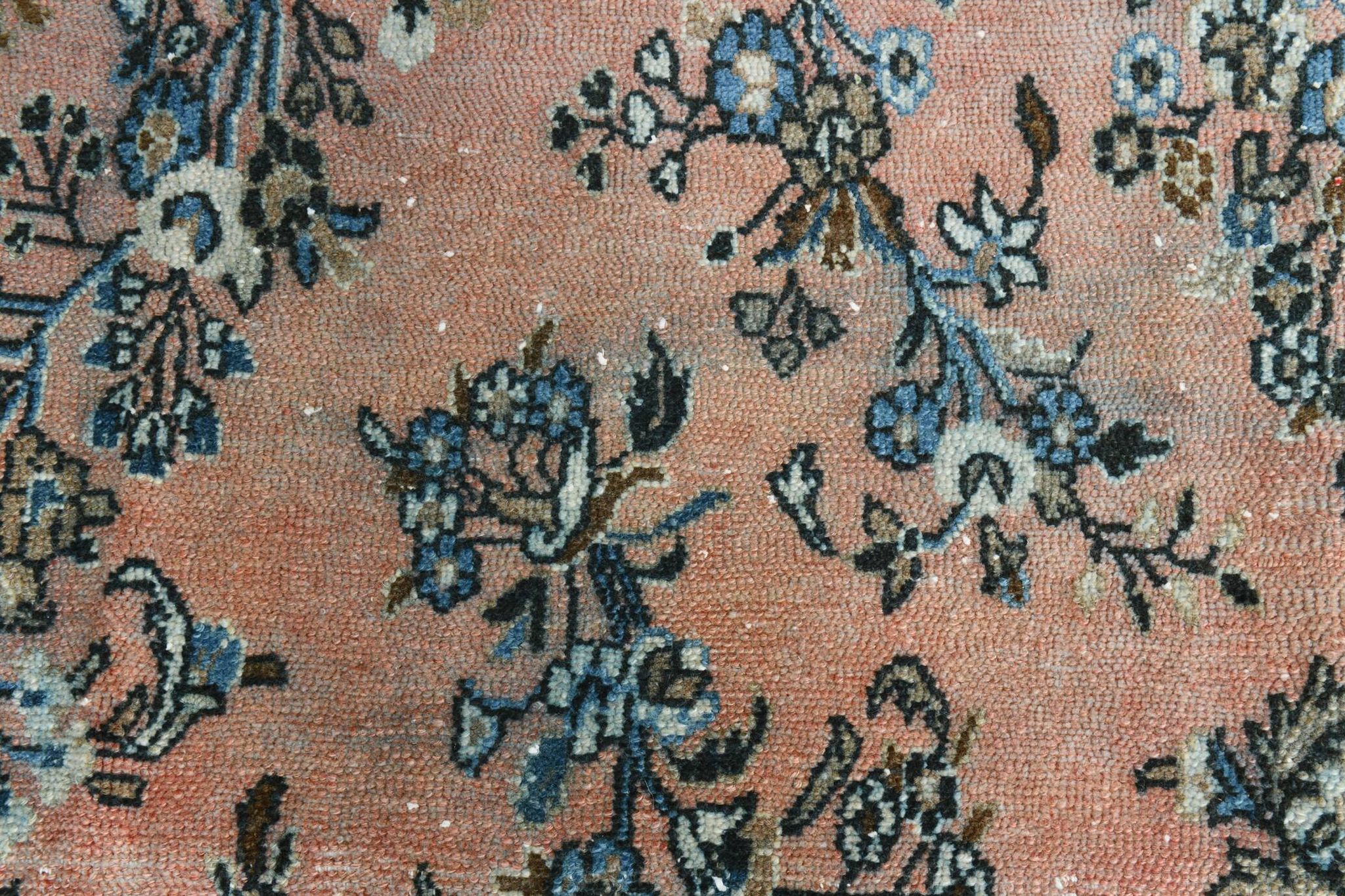 Tapis persan classique bleu et saumon, 318x410 cm