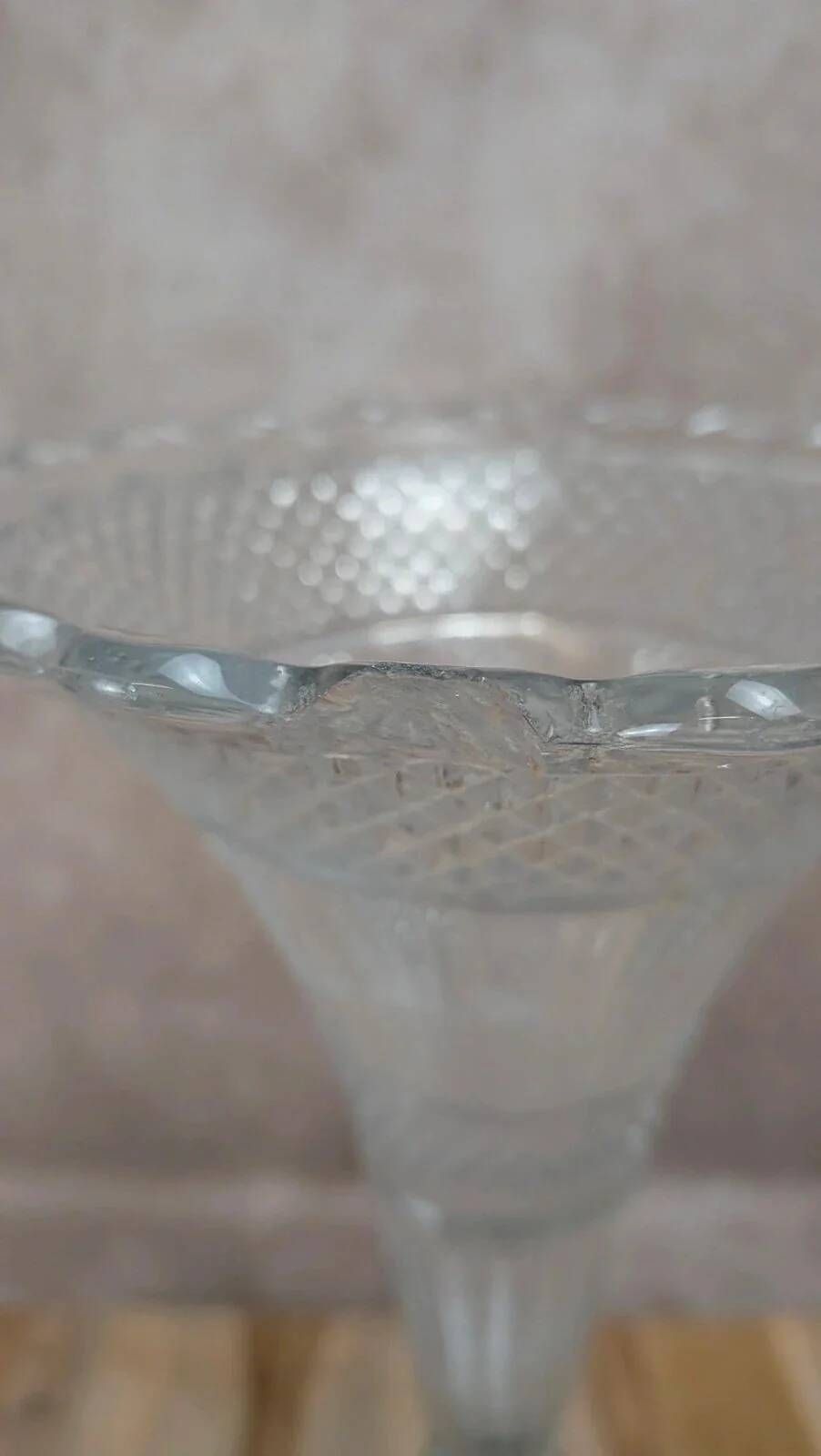Vintage pressed glass tulip vase on silver-plated metal stand – centrepiece