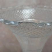 Vintage pressed glass tulip vase on silver-plated metal stand – centrepiece