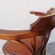 Set of 6 Vintage Bentwood Bar Stool Set: Brown Leather Seat, Nailhead Trim