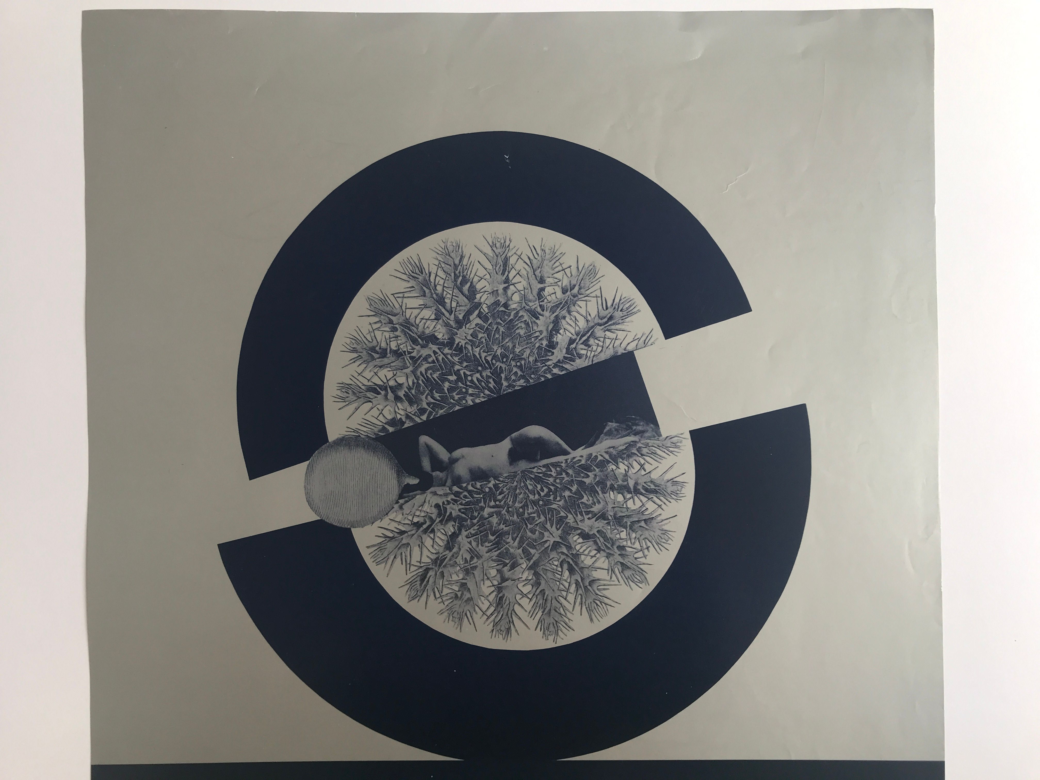 Original silver poster by Claude VISEUX, Galerie Attali, 1975