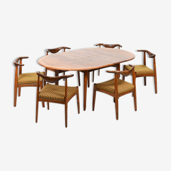 Rare Cowhorn Chairs / Table-Set by Svend Aage Madsen