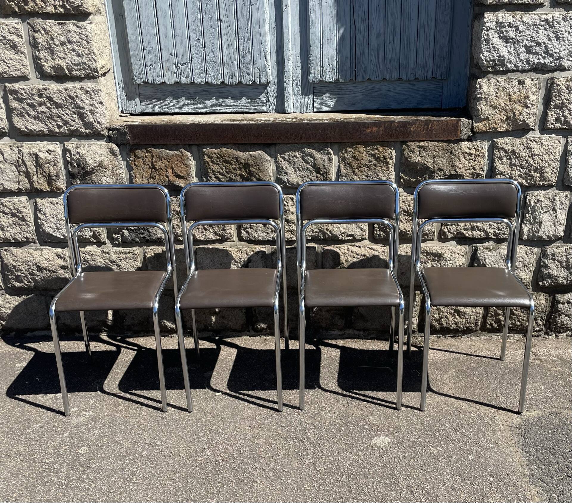 4 modern dining chairs / Chocolate brown upholstery