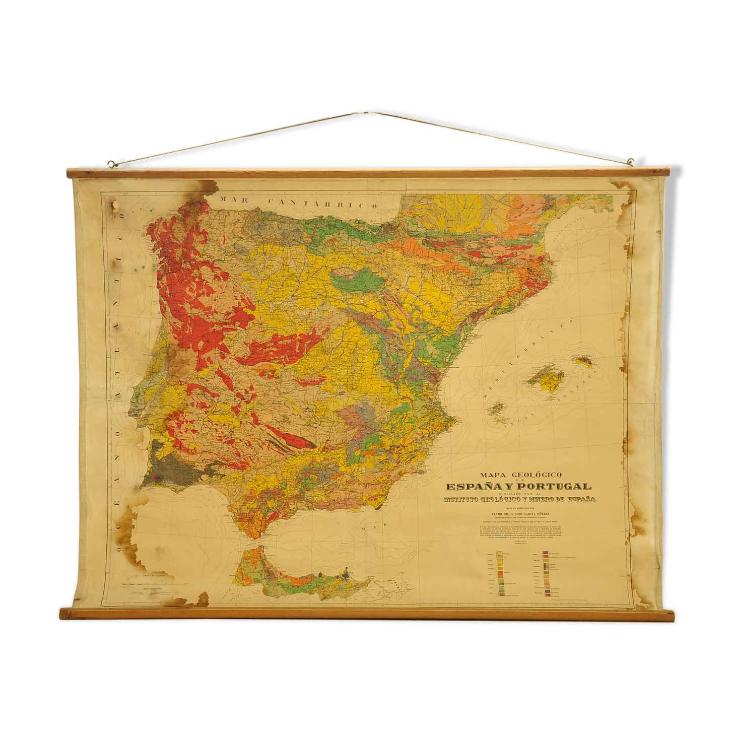 Ancienne carte géologique Espagne et Portugal