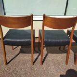 Ensemble de 4 chaises scandinaves teck cuir noire
