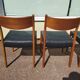 Set of 4 Scandinavian teak chairs in black leather