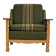Fauteuil en laine verte et bois de chêne