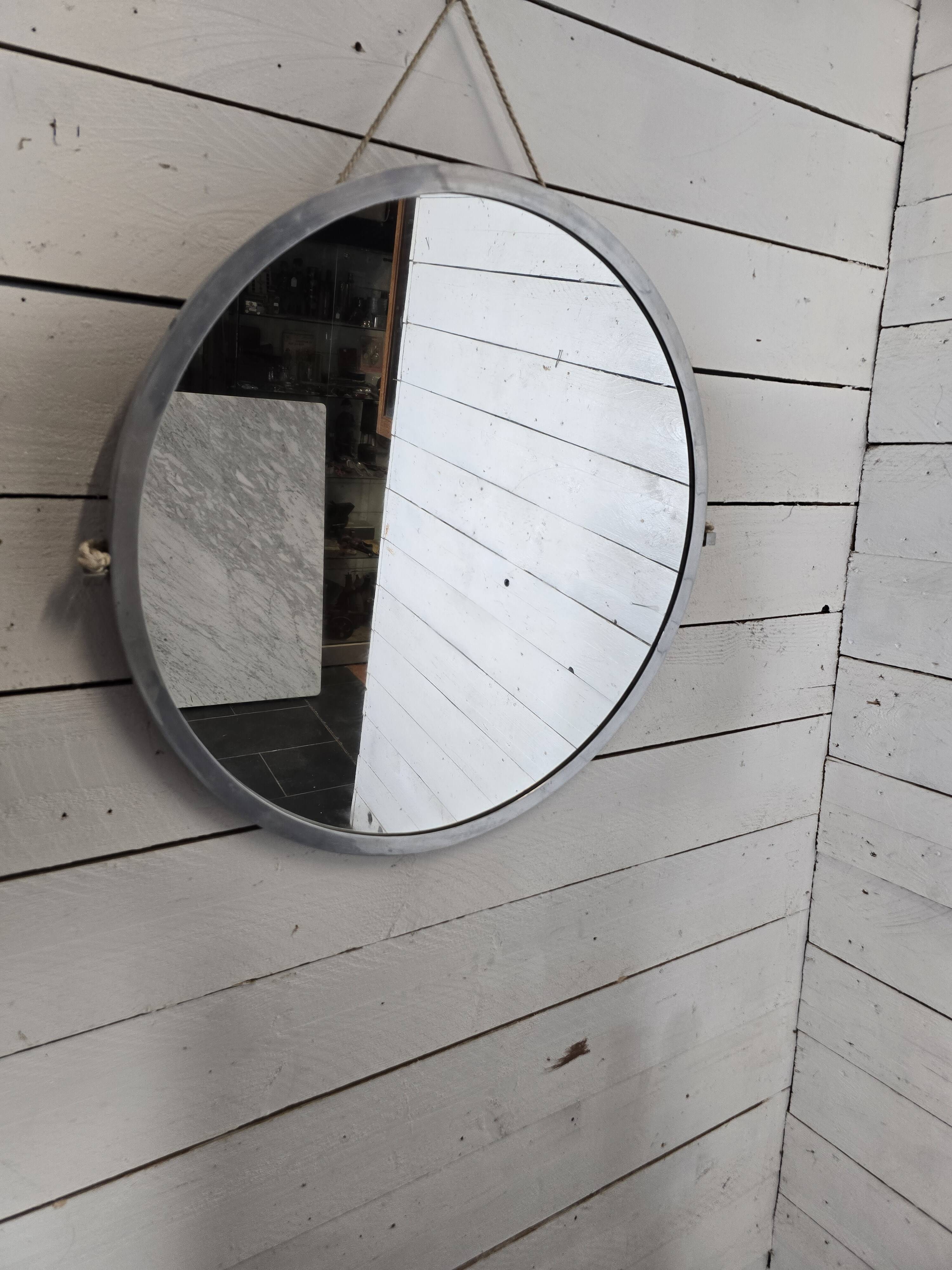 60cm Brushed Aluminum Round Mirror from the 60s
