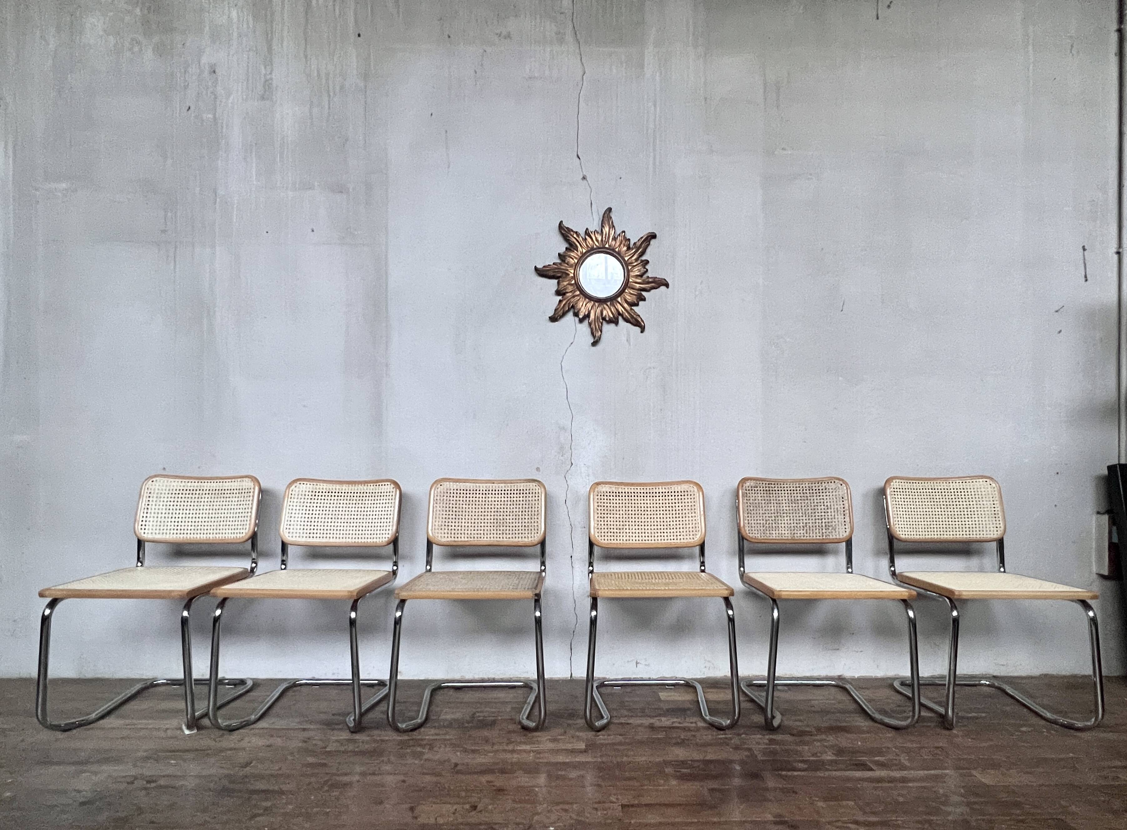 Series of 6 vintage Marcel Breuer style chairs