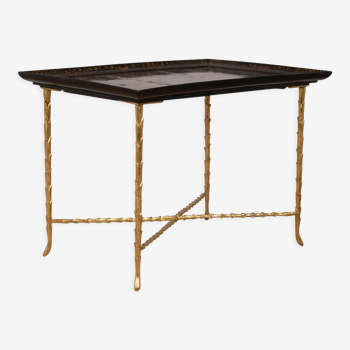 Maison Baguès, Lacquer and bronze table, 1970s