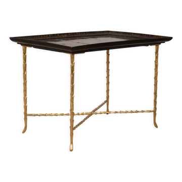 Maison Baguès, Lacquer and bronze table, 1970s
