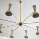 Chandelier italian brass and metal painted white