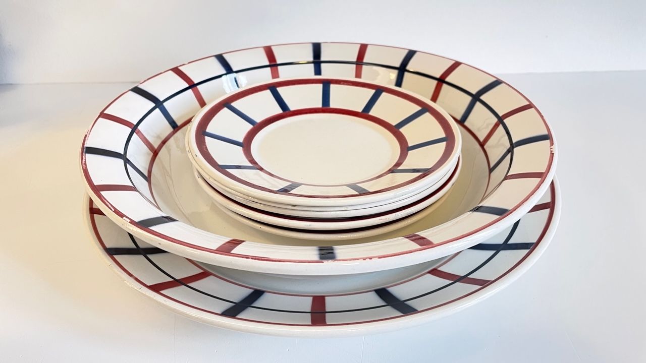Set of 7 ceramic dishes hbcm béarn france